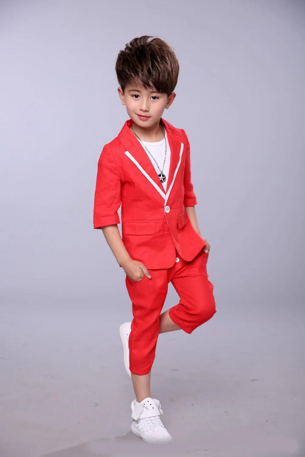 Костюм с короткими рукавами для мальчиков Новое летнее детское платье хлопковый