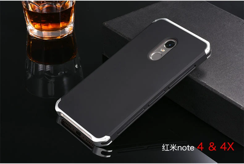 silvery black Текстурированная антиосенняя Металлическая Рамка ПК задняя пластина для Xiaomi Redmi Note 4X Note4 Глобальный алюминиевый сплав Мобильный бампер чехол Note 4 крышка - Цвет: silvery black