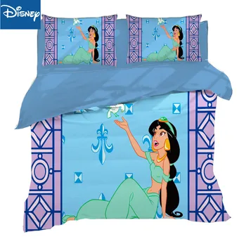 Disney Cartoon princess jasmine Kids Girls Bedding Set Duvet Cover Bed Sheet Pillow Cases queen Single Size 3 Pieces hot sale