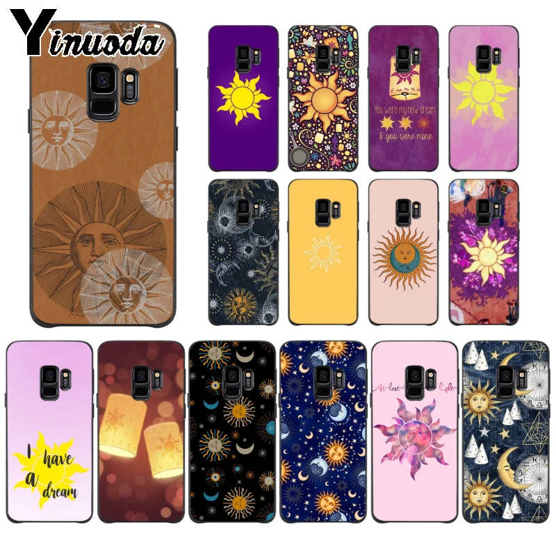 Yinuoda принцесса Солнце Луна Черный ТПУ мягкий чехол для телефона GALAXY s5 s6 edge plus s7 s8 s9