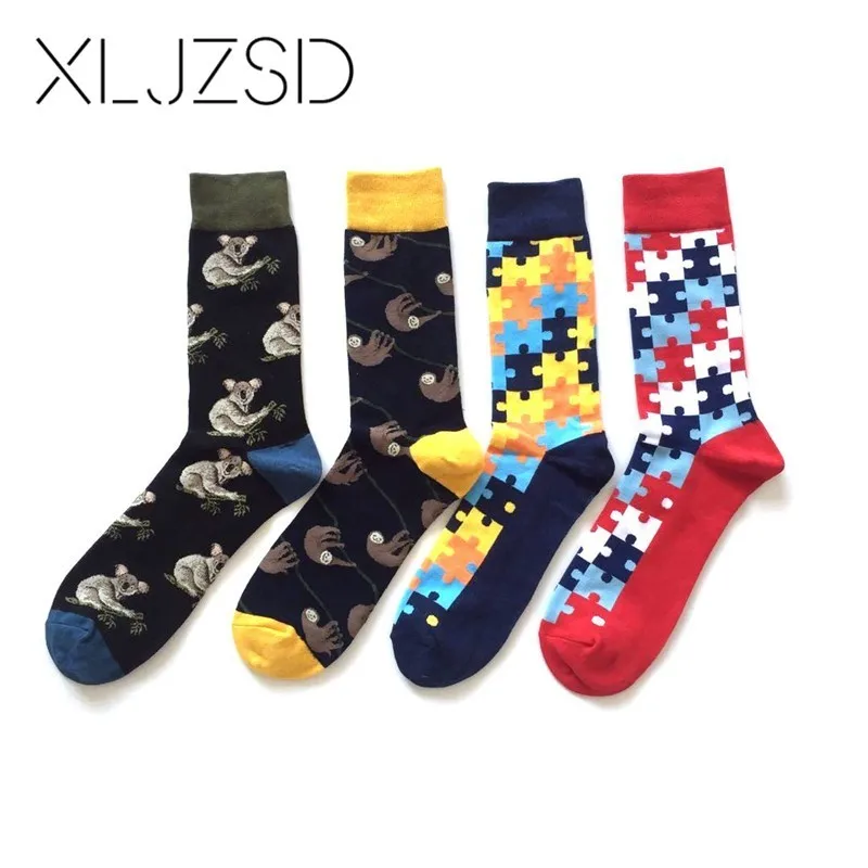 XLJZSD 1 пара новинка 2019 Гольфы с рисунком коалы хлопковые модные носки унисекс