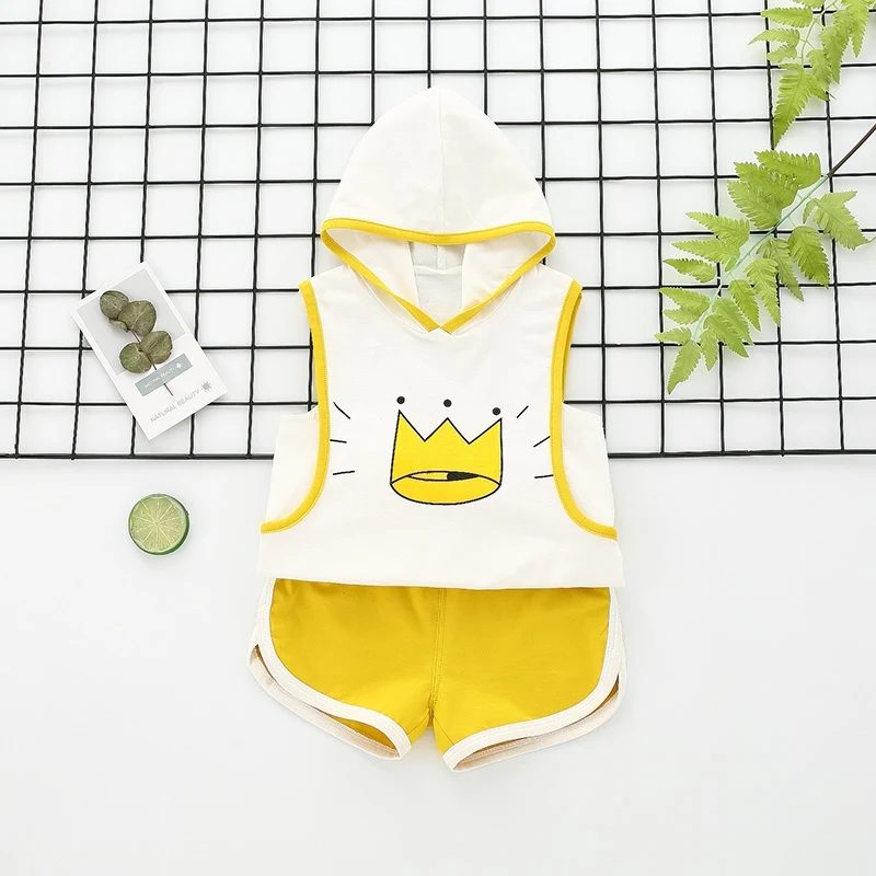 Летняя одежда для новорожденных мальчиков и девочек топ на бретелях с рисунком +