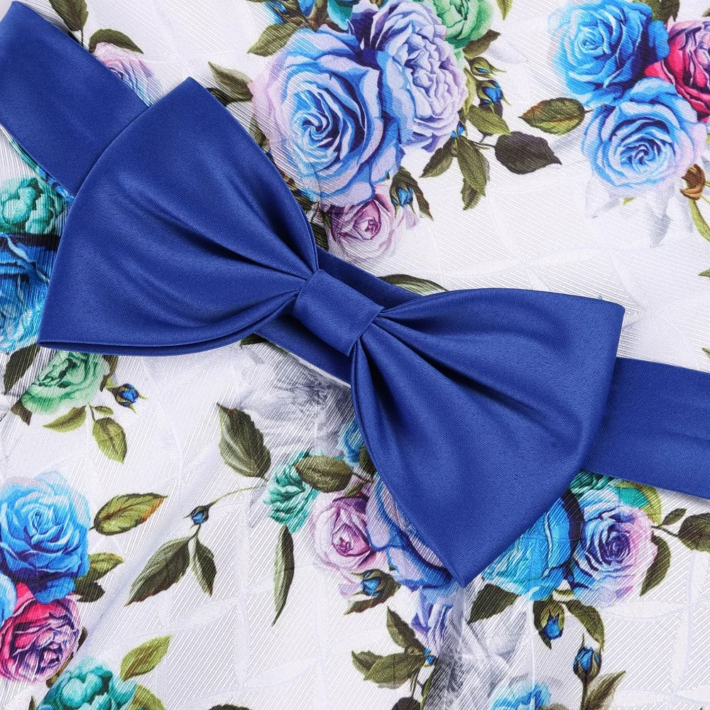 

High-grade Satin Rose Bow Girls Birthday party Wedding Girl Dresses for Bridesmaid Gown Kids Pageant Beauty dress 2-8year