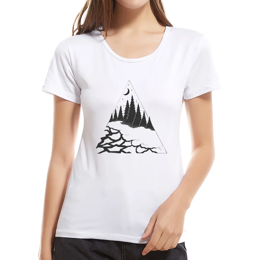 2019 новые горы женская футболка футболки с Луной Для женщин летние шорты длинными