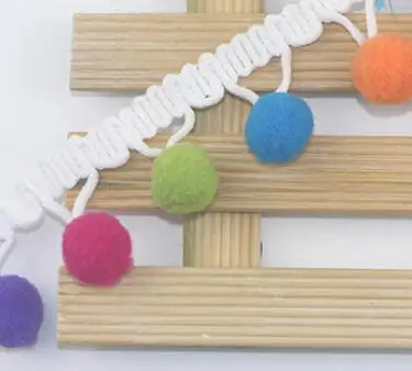 Lace Fabric Sewing Accessories Pompom Trim Pom Pom Decoration Tassel Ball Fringe Ribbon DIY Craft Accessories Material Apparel - Color: 1