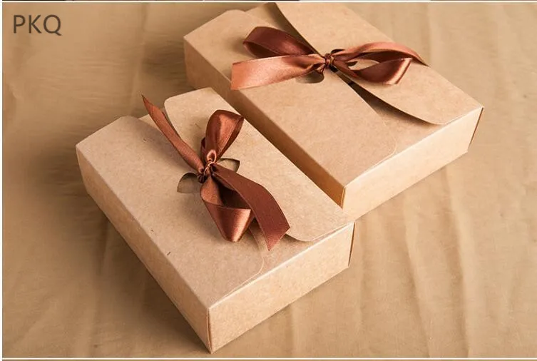 3 размера крафт коробки с лентой большой размер Свадебная подарочная посылка