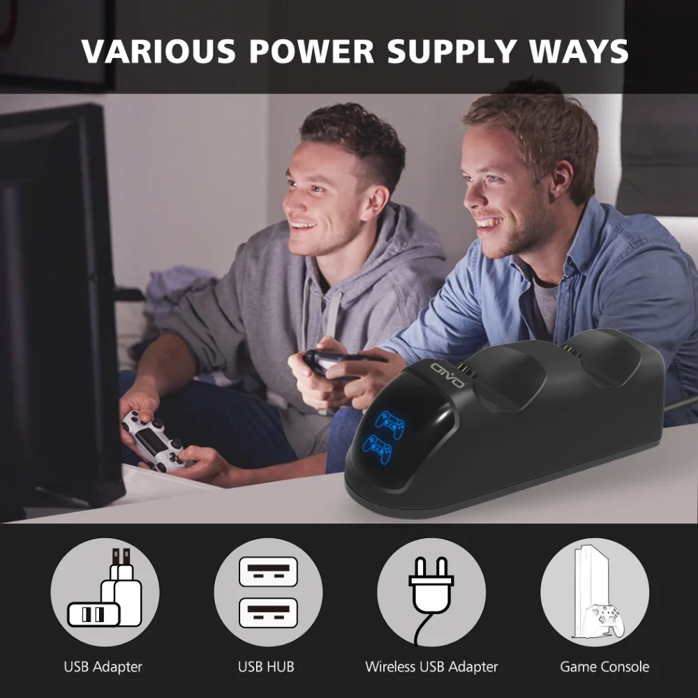 Зарядная док станция для контроллера PS4 зарядная Play Station 4 двойная подставка с