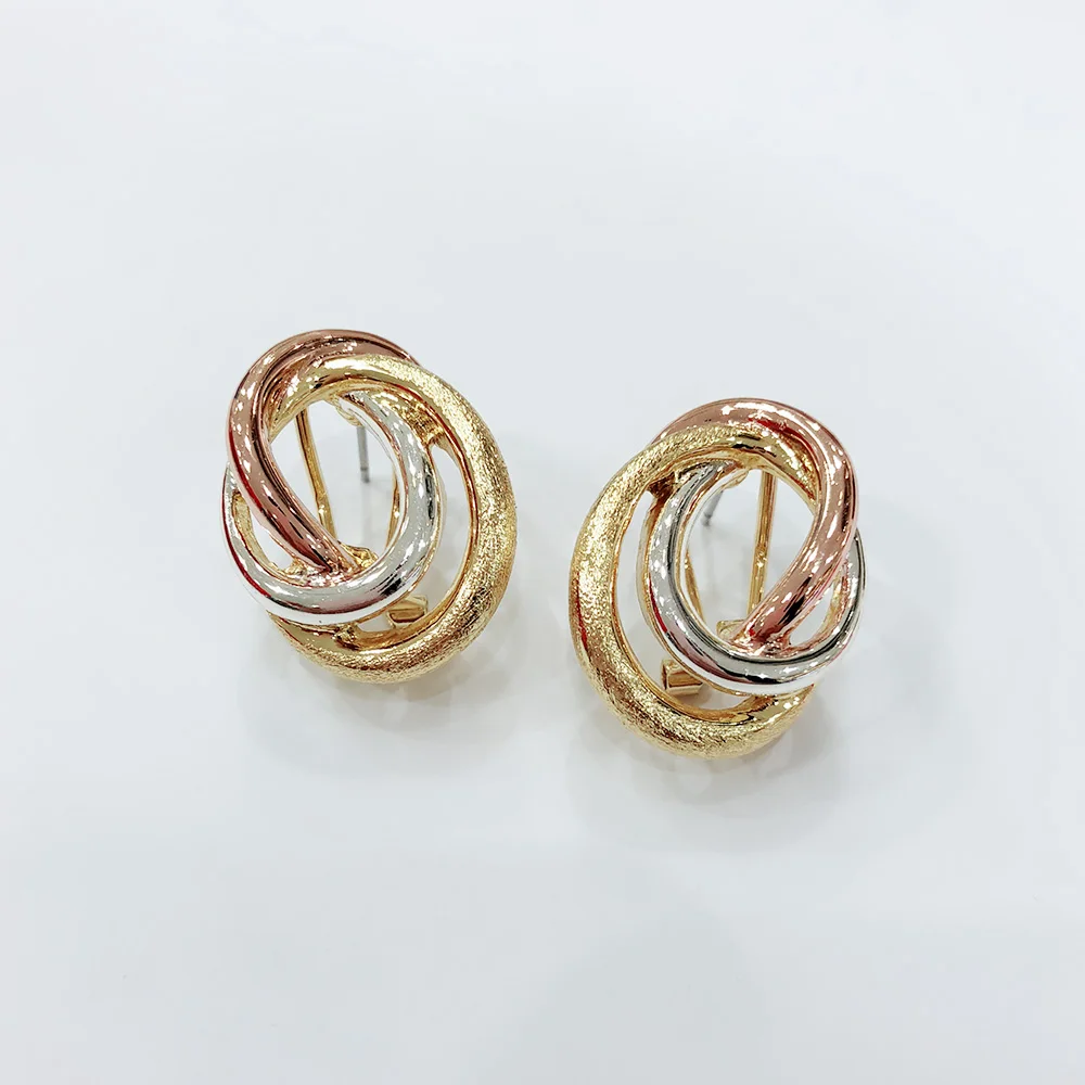 Viennois, модные золотые, серебряные, розовые, золотые, с узлом, французские зажимные серьги-клипсы, ювелирные изделия для женщин, три цвета, маленькие серьги - Окраска металла: Multicolor