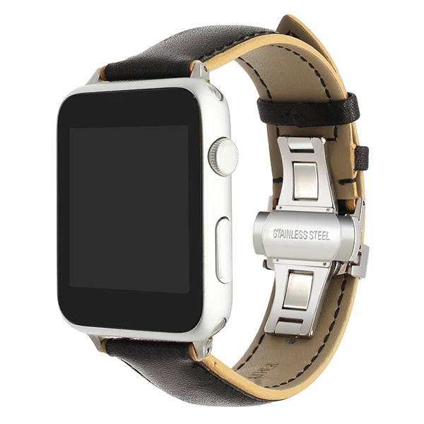 Французский ремешок для часов из натуральной кожи для iWatch Apple Watch 38 мм 40 мм 42 мм 44 мм серия 5 4 3 2 двойной цветной ремешок с застежкой-бабочкой