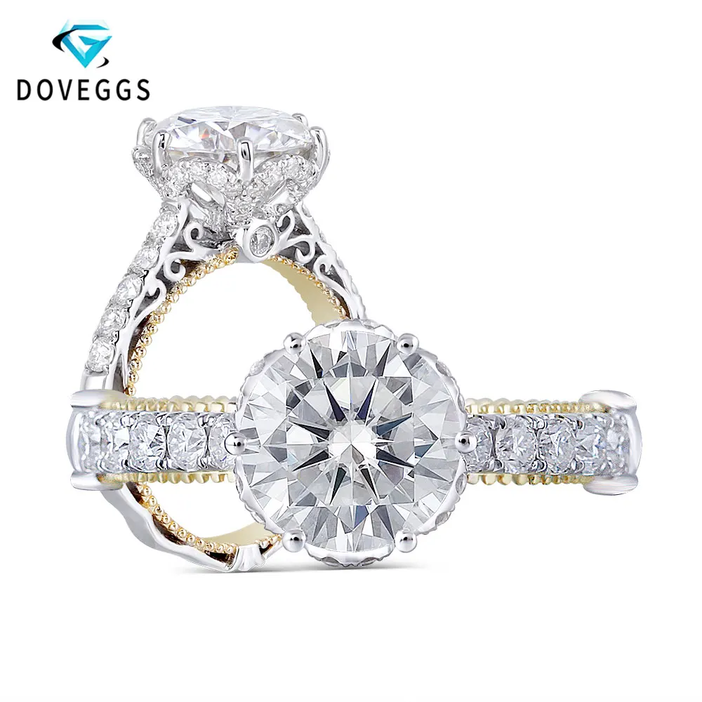 Женское Винтажное кольцо DovEggs однотонное моиссанита золотого цвета 14K 585 1 5 карат 7