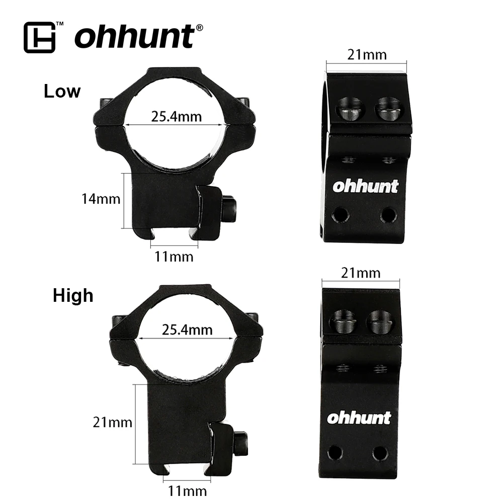 Ohhunt 2 шт. 1 дюймов тактический прицел кольца 11 мм крепление направляющей «Ласточкин хвост» Высокий Низкий профиль уровень с остановкой для охоты прицел