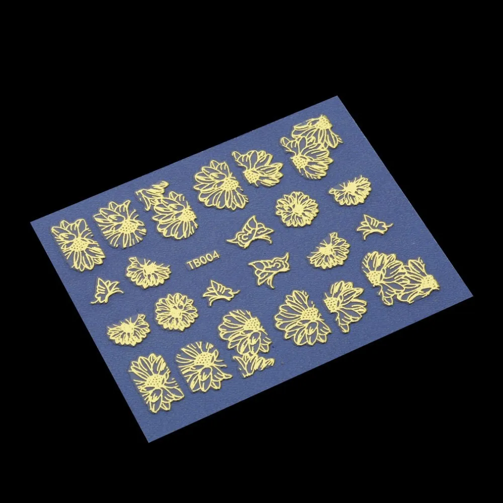 6 листов золотого цвета 3D Искусственные инструменты для маникюра Типсы украшения