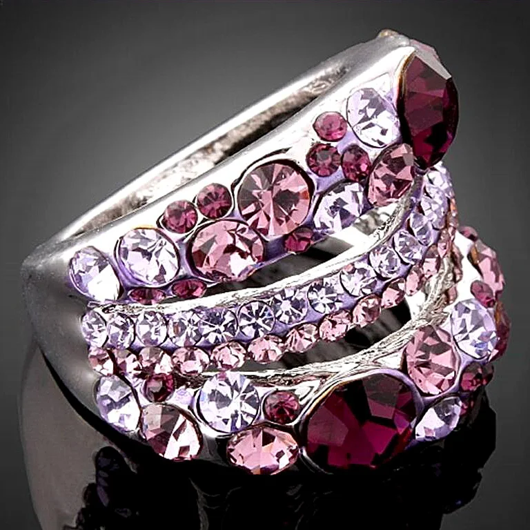 Модные Блестящие Обручальные кольца с кристаллами для женщин романтическое