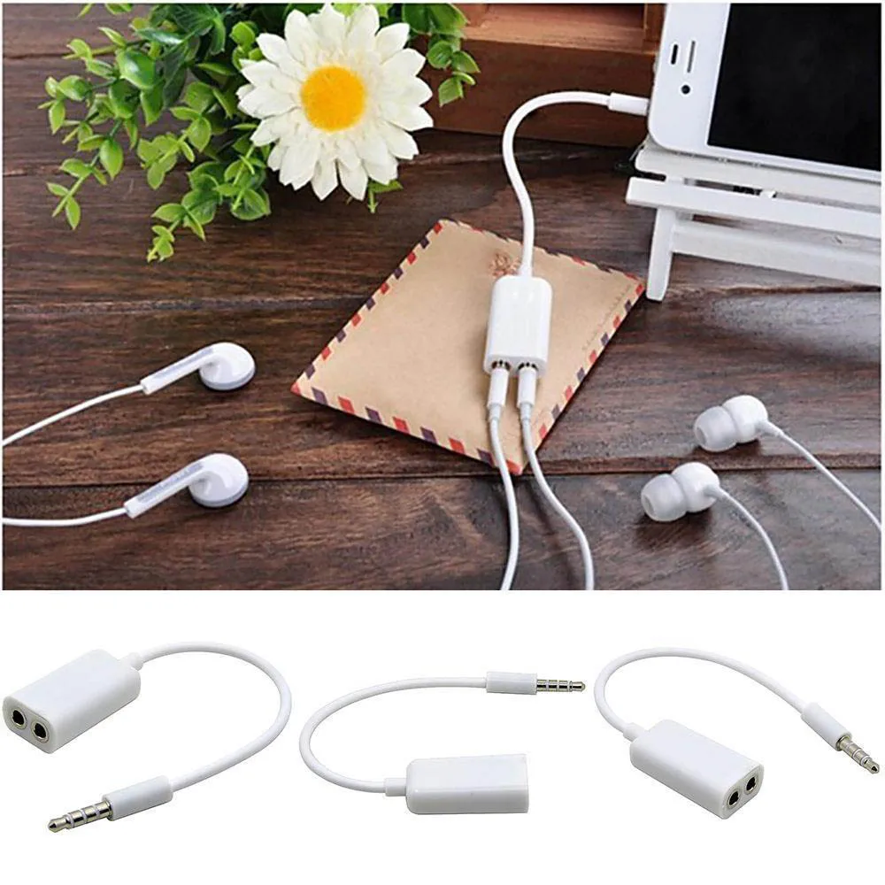 Модные белые двойные наушники 3 5 мм сплиттер для наушников аудиокабель 1 штекер