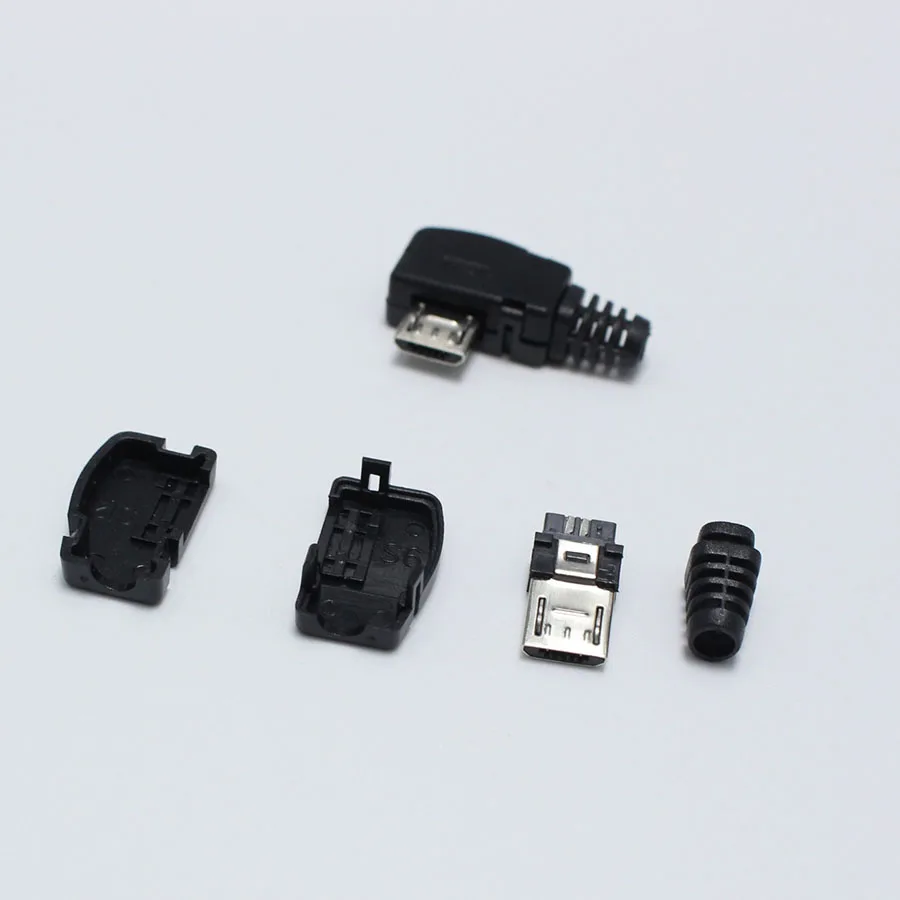 10 комплектов DIY Mini/Micro USB 5Pin сварочный штекер 4 в 1 90/180 градусов разъем адаптер для OD 4,0 мм провода черный - Цвет: 003