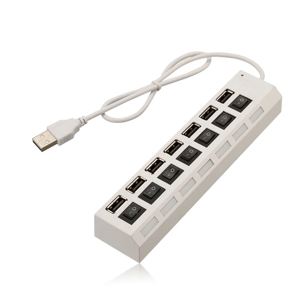 Высокоскоростной USB-разветвитель Hu b на 7 портов USB 2 0 H многопортовый с кнопкой