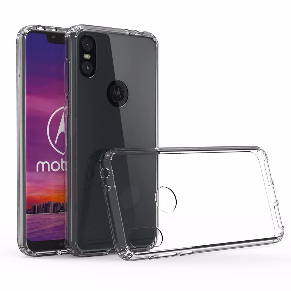 Slim Thin Hard Transparent Clear Case Soft TPU Edge &amp Acrylic Back Anti Scratch Shockproof Cover For Motorola One / P30 Play |