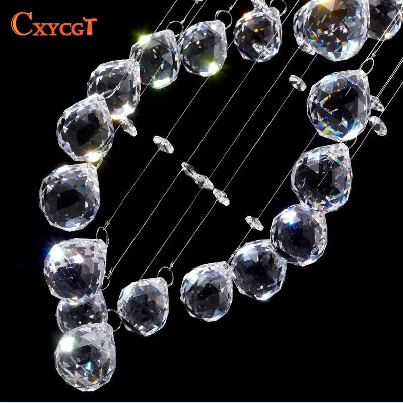 Modern LED Double Spiral Crystal Chandelier Lighting for Foyer Stair Staircase Bedroom Hotel HallCeiling Hanging Suspension Lamp