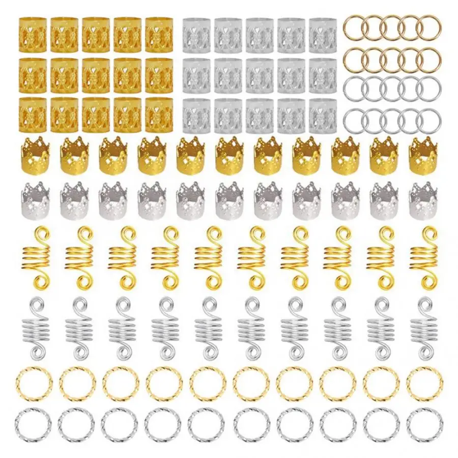 

110pcs Hair Braid Rings Dreadlock Three-ply Hair Clips Loops for Women Girls Charmer And Elegant Decor Hair Extensions Styles