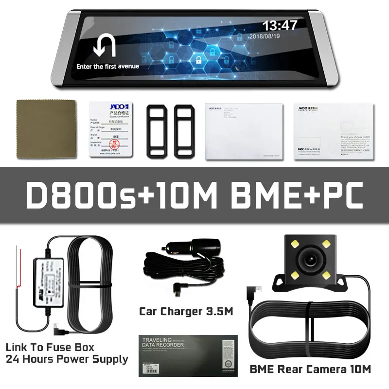 JADO D800s X4 поток зеркало заднего вида LDWS gps трек 10 ips сенсорный экран Full HD 1080 P