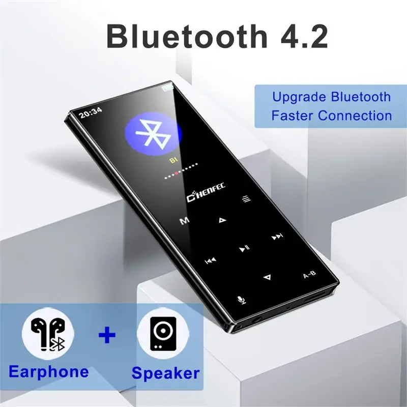 Mp3 плеер bluetooth4.2 с сенсорным экраном 1 8 дюйма музыкальный без потерь fm радио