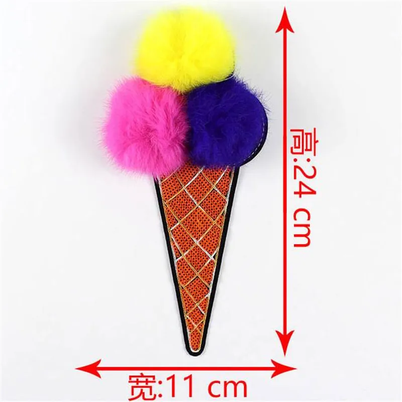 

T shirt Women sequins patches for clothing 24cm ice cream Pom patch deal with it 3d t shirt mens Christmas gift Diy stickers