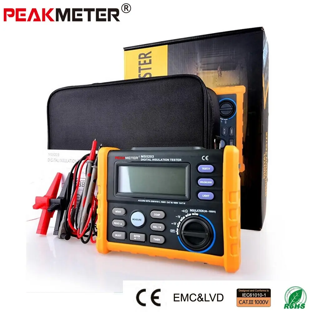 Цифровой Аналоговый тестер сопротивления изоляции MS5203 1000 10 г Ом|megger meter|insulation