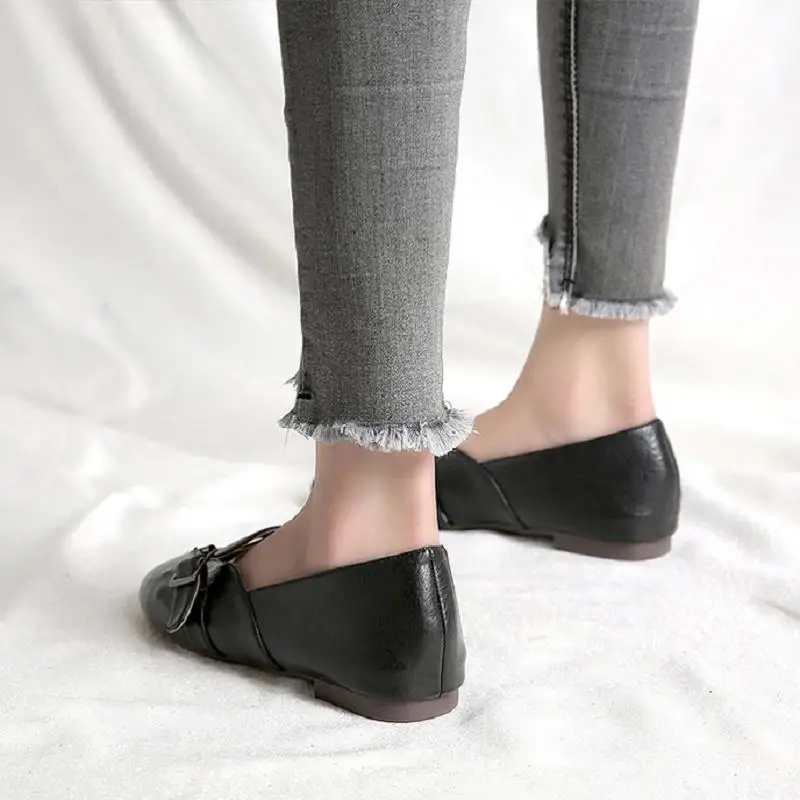 MYCORON 2018 New Arrivals Genuine Leather Luxury Square Toe Handmade Popular Casual Shoes Women Chaussure Femme | Обувь