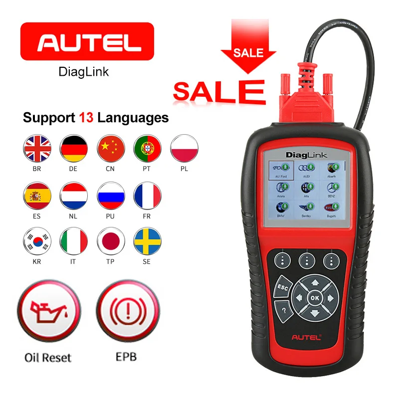 AUTEL Diaglink OBD2 сканер EOBD автоматический диагностический инструмент считыватель кодов SRS полная функция DIY версия MD802 автомобильные аксессуары