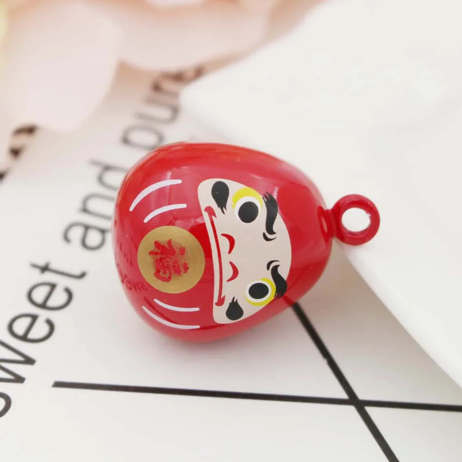 Red Daruma 2 шт. японская кукла Сакура Дарума, колокольчики желаний, подвески на удачу, аксессуары для ювелирных изделий - Окраска металла: Red Daruma