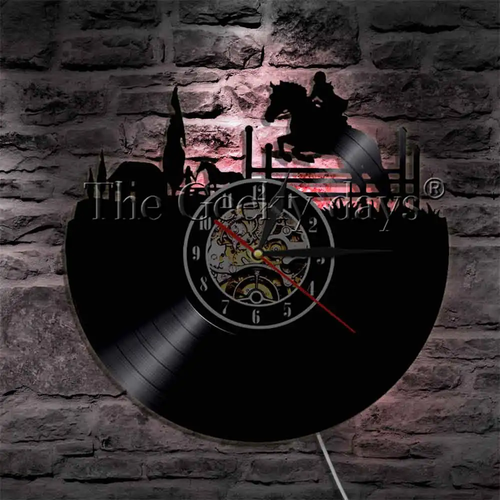 Настенные часы с виниловой пластиной для конного спорта|Настенные часы| |