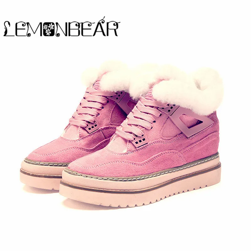 2018 зимние теплые ботинки женская повседневная обувь замшевые кожаные на