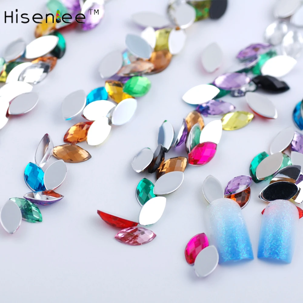 Hisenlee 5x10 мм 200 шт. красочные 3D конский глаз Стразы для дизайна ногтей женские