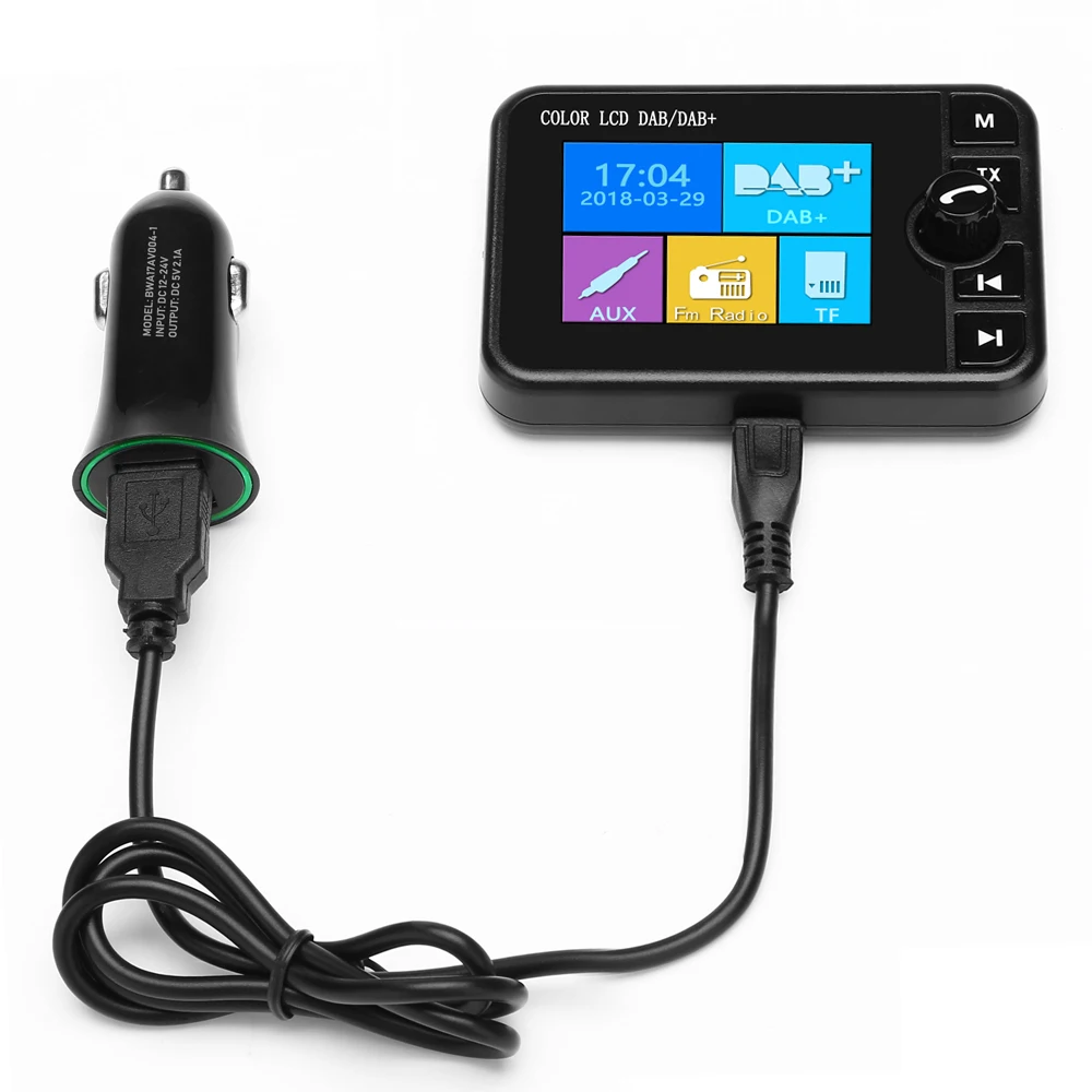 DAB Radio Receiver FM Transmitter Bluetooth Handsfree Music Player Digital Broadcast Auto Audio TF Card Slot Car | Автомобили и