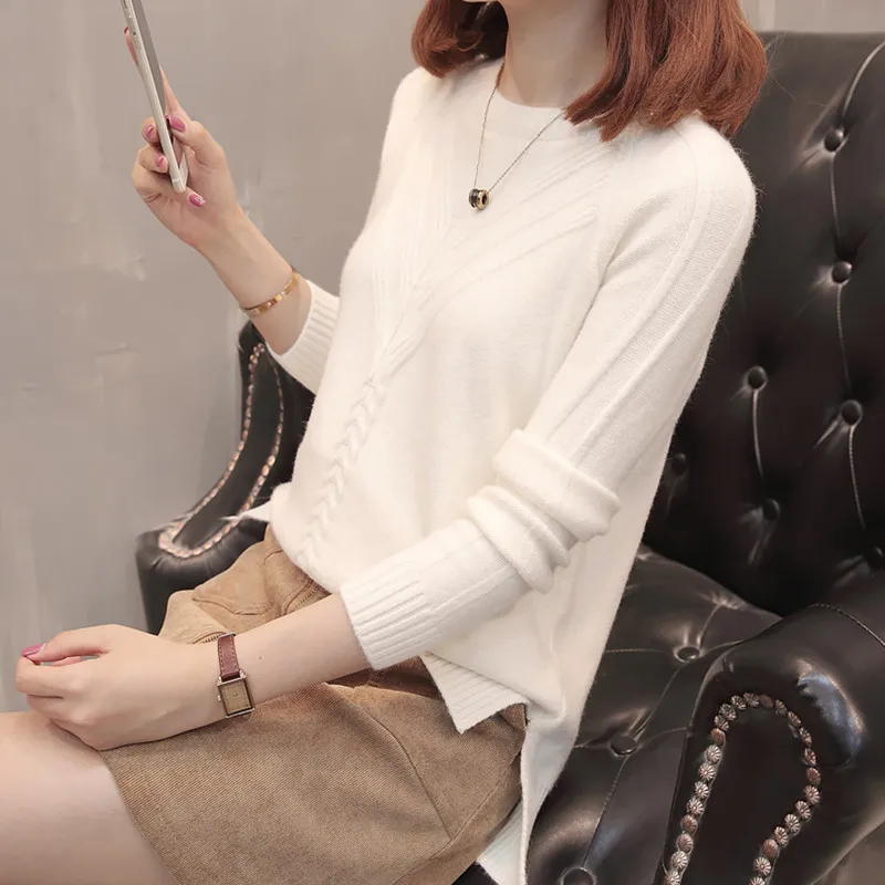 Autumn Winter Women Sweaters O Neck Long Sleeve Knitting Tops Pullover Twisted Flower Pattern Sueter mujer | Женская одежда