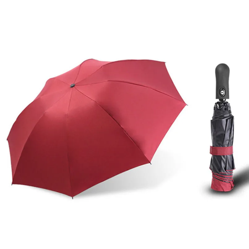 

New Automatic Three-Folding Automatic Umbrella Sun Rain Women Male Auto Luxury Windproof Travel Umbrellas For Men Black