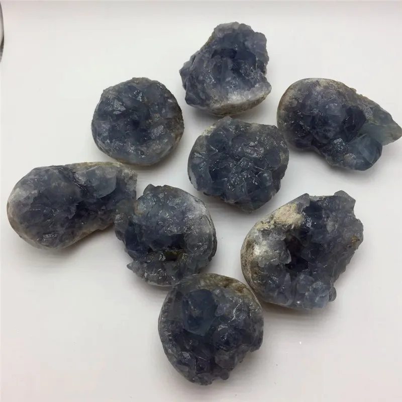 cute size drop shipping Natural blue celestine Crystal gemstone meditation reiki healing chakra rough crystal geode | Дом и сад
