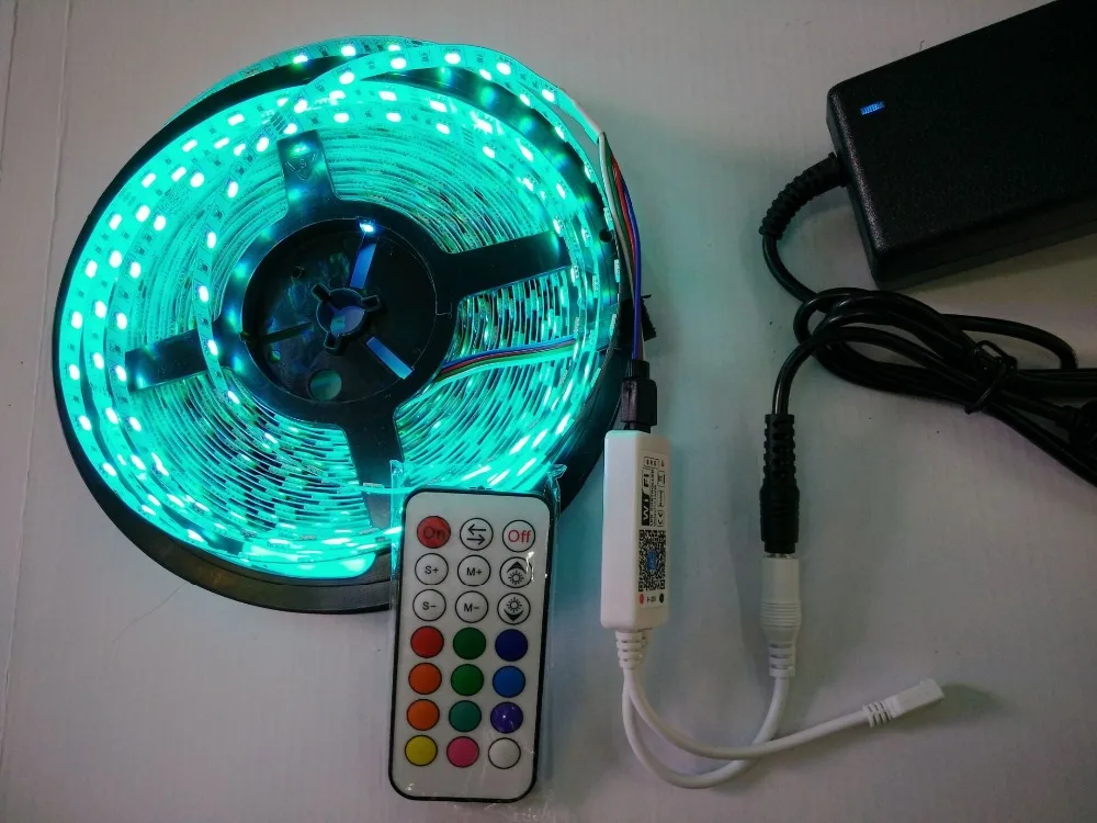 10 м/рулон 24 в 600 светодиодов RGB SMD5050 гибкая светодиодная лента + 21 ключ IOS и Android wifi