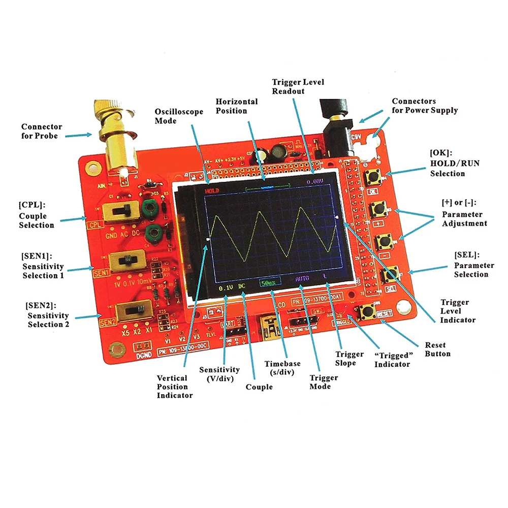 DSO138 DS0138 2 4 &quotTFT карманный цифровой портативный осциллограф акриловый DIY чехол для