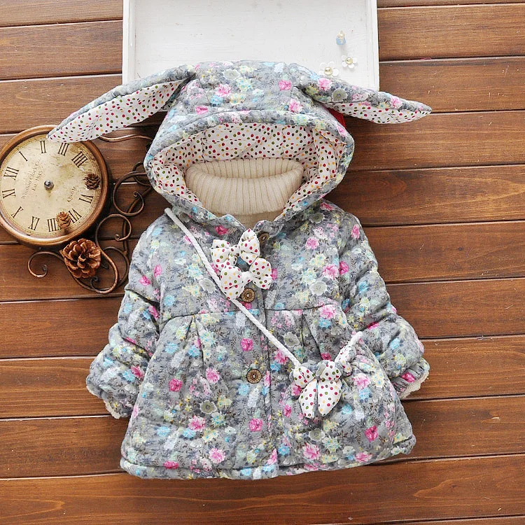 Хлопковая стеганая куртка с кроликом для маленьких девочек 2|jacket jacket|jacket girljacket