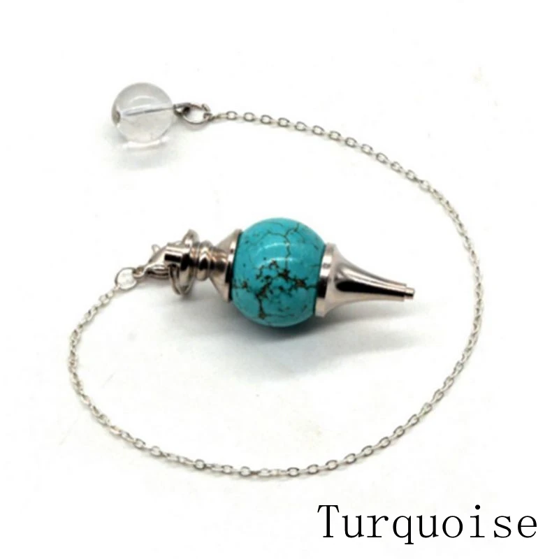 Turquoise JOYA подарок Reiki Исцеление 7 Чакра натуральные камни Кристалл кварц маятник Лазурит ожерелье кулон для женщин ювелирные изделия - Окраска металла: Turquoise
