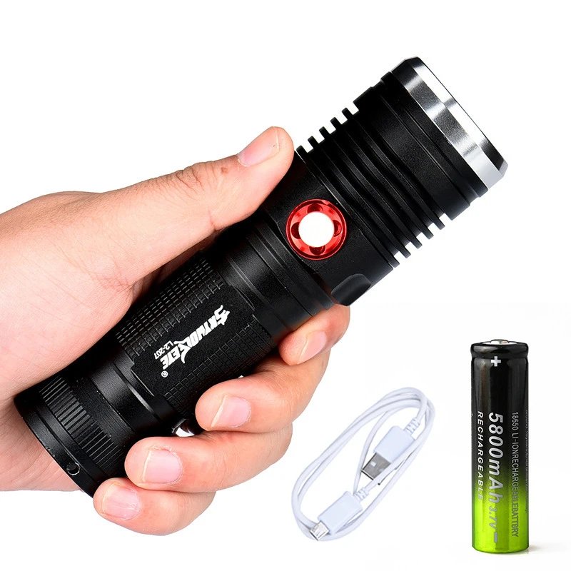 

1000LM USB Rechargeable Flashlight XML-T6 Led Flashlight Zoomable 4 modes torch for 18650 with USB cable Camping