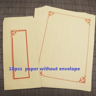 10pcs paper 10 шт./партия, Белый крафт, китайский стиль, винтажные бумажные конверты+ набор букв, каллиграфическая самопишущая ручка, бумага для письма - Цвет: 10pcs paper
