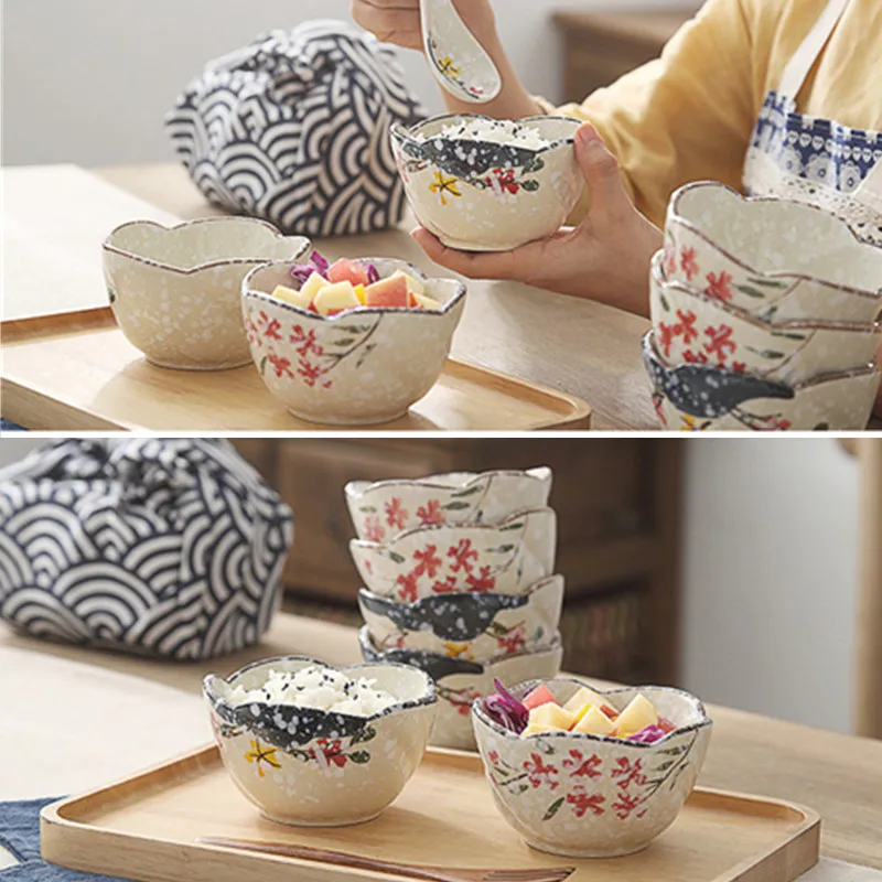 Керамическая миска Сакура в японском стиле 2 шт. кухонная для риса большая