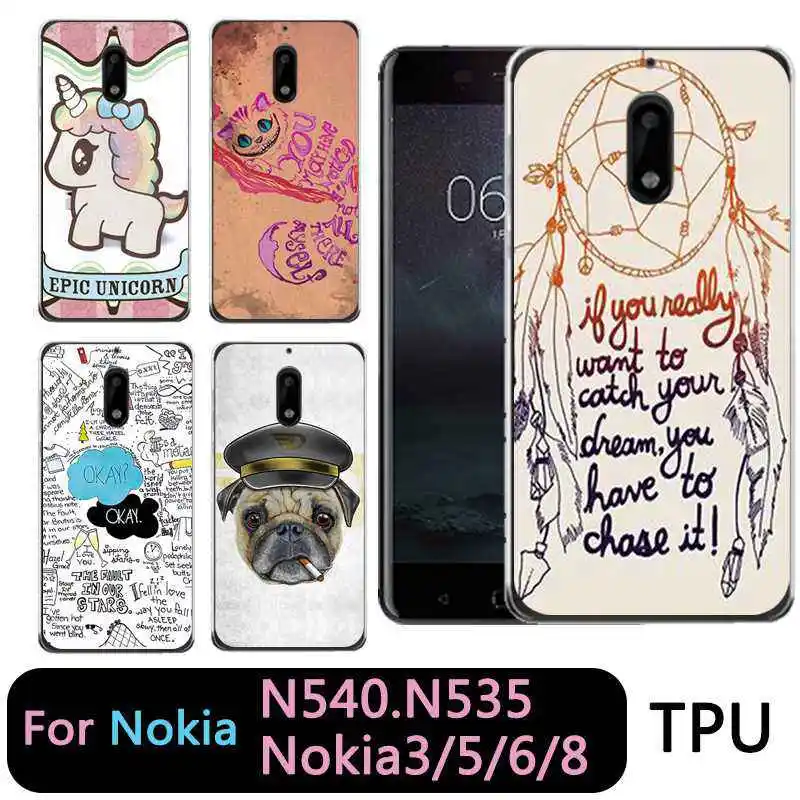 Qmswei силиконовый чехол для телефона nokia3 nokia5 nokia6 nokia8 N540 n535 печатных Единорог стежка