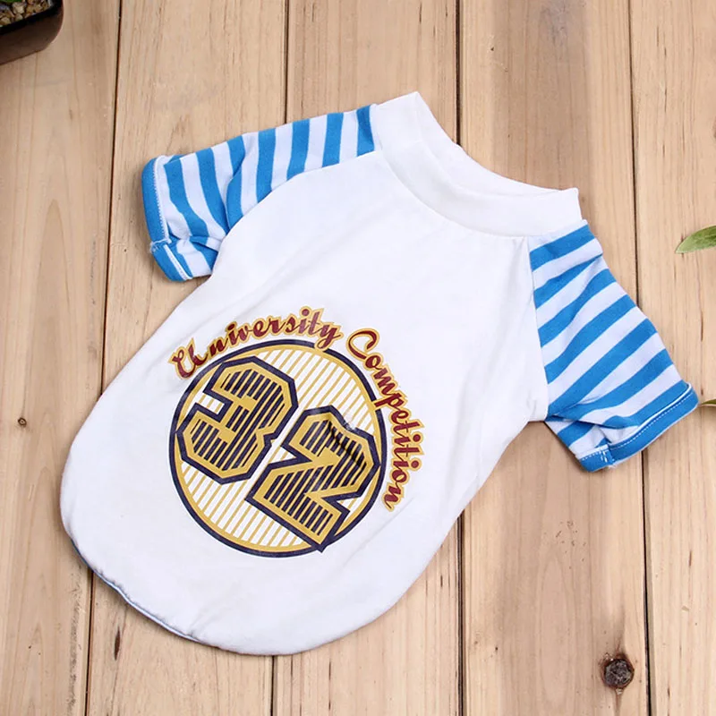 В полоску полиэстер ПЭТ футболка лето мягкая одежда для собак Щенок Одежда котов