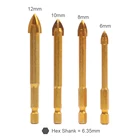 14 дюйма, шестигранный хвостовик, титановое покрытие, твердосплавная керамическая плитка, мрамор, стекло, сверла YG6, поперечная головка копья