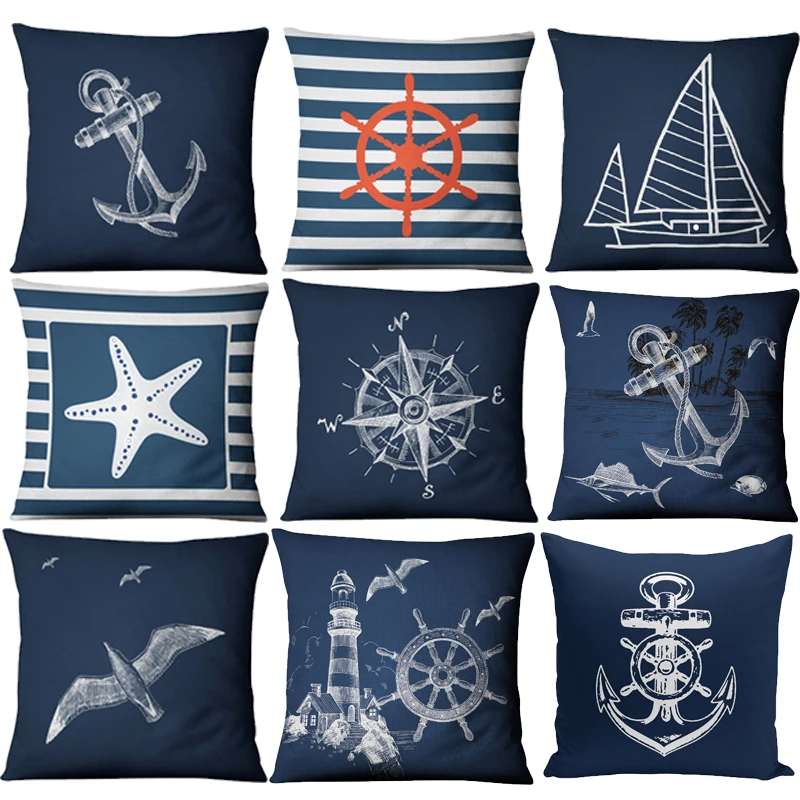 ADQKCLY хит продаж Чехол на подушку с компасом льняная наволочка принтом 43*43 см для