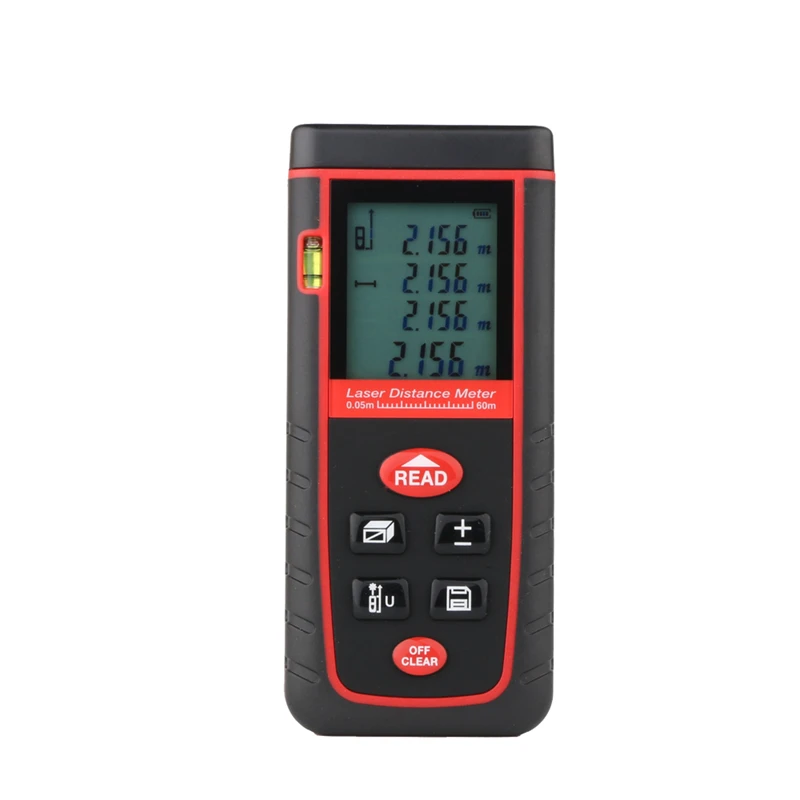 60M Laser Distance Meter 192ft Digital LCD Rangefinder Range Finder With Level Bubble Area Volume Tape Measure Tools | Инструменты