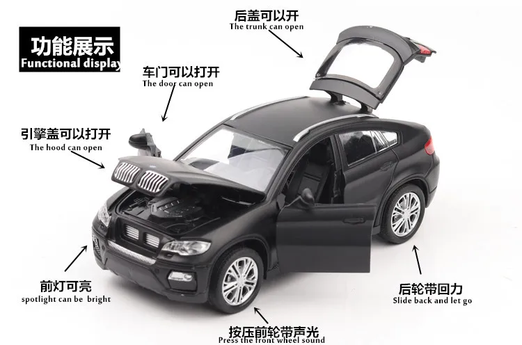 1:32 X6 SUV Coupe, игрушечный автомобиль, модель из сплава, детские игрушки, подлинный коллекционный подарок, внедорожный автомобиль для детей